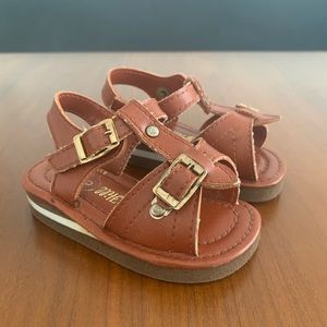 Windy Hill: brown man-made leather sandals